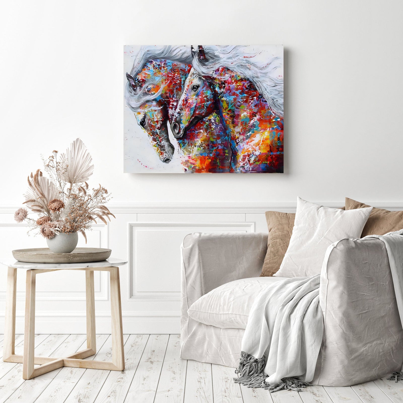 Colorful Horses | Diamond Painting Displayed as Home Decor