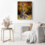 Giraffe Family | Diamond Painting Displayed as Home Decor