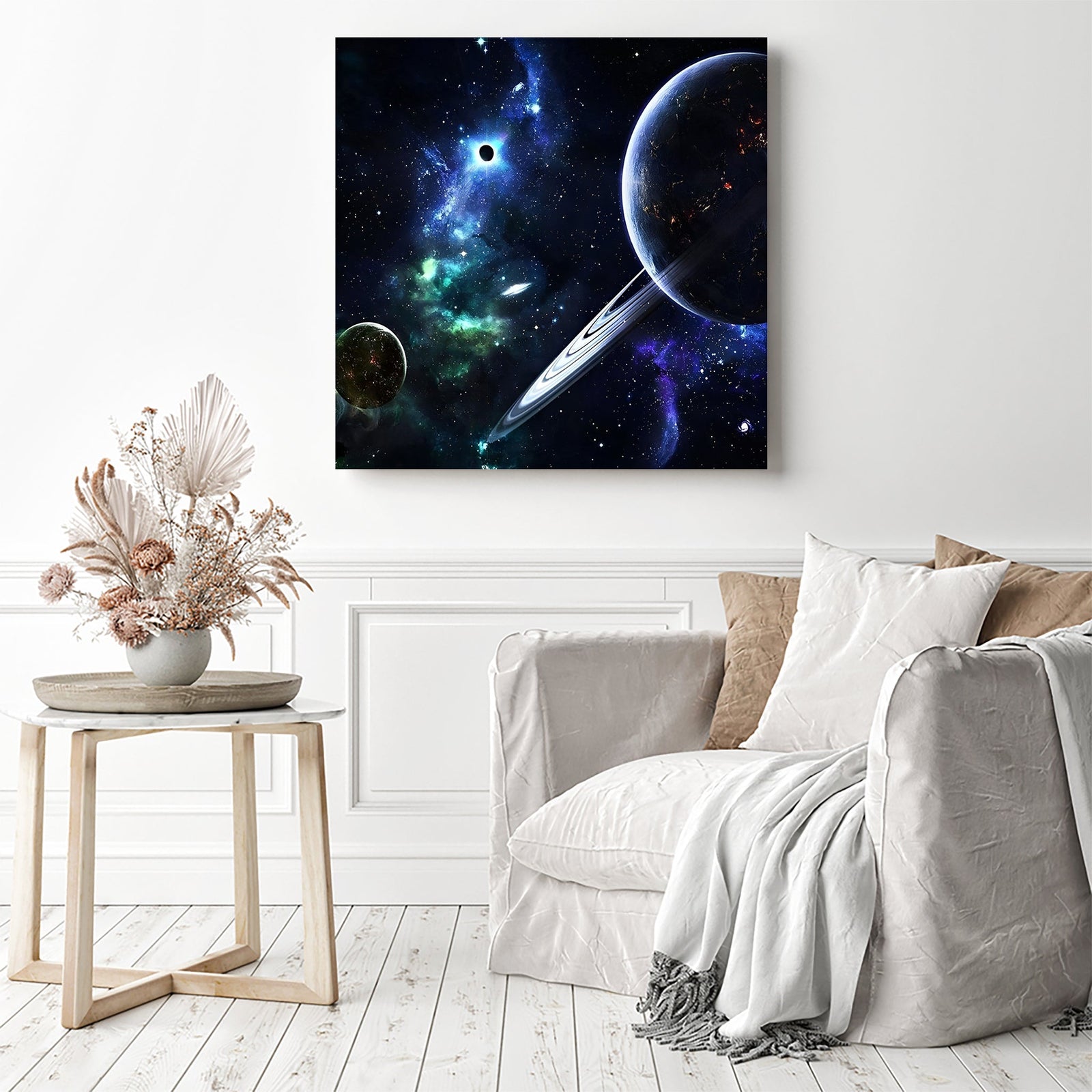 Galaxy and Blackhole | Diamond Painting Displayed as Home Decor