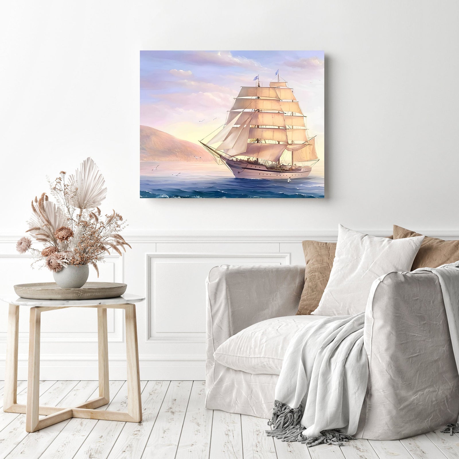 Boat at Sail | Diamond Painting Displayed as Home Decor