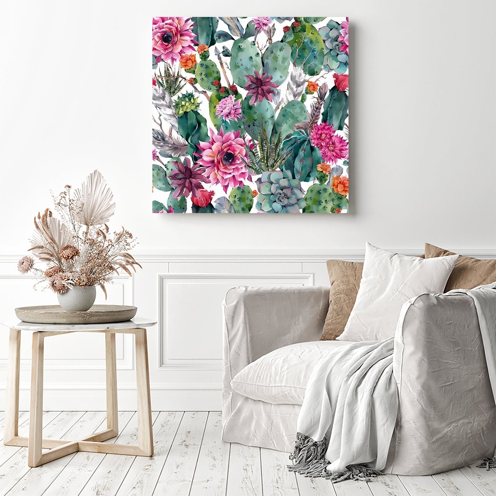 Cactus Flower | Diamond Painting Displayed as Home Decor