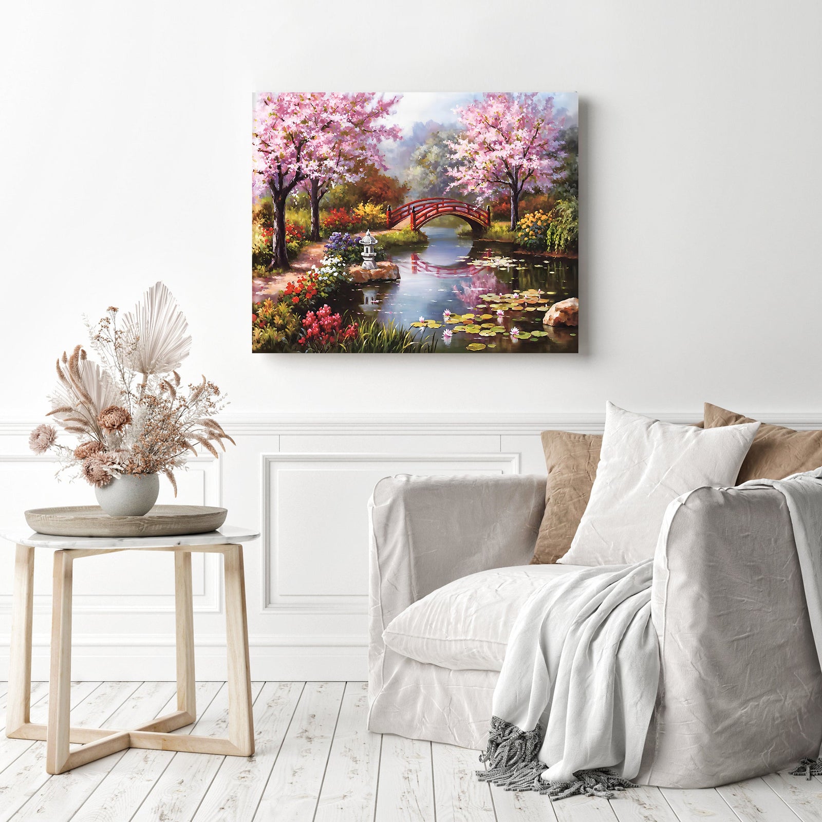 Japanese Garden | Diamond Painting Displayed as Home Decor