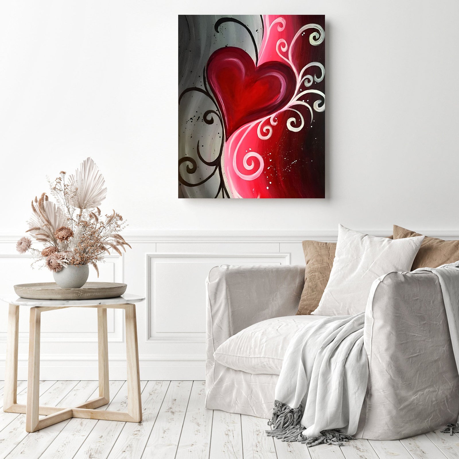 Red Heart Artwork | Diamond Painting Displayed as Home Decor