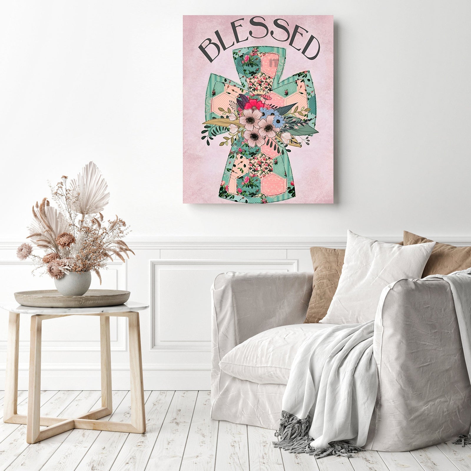 Blessed Cross | Diamond Painting Displayed as Home Decor