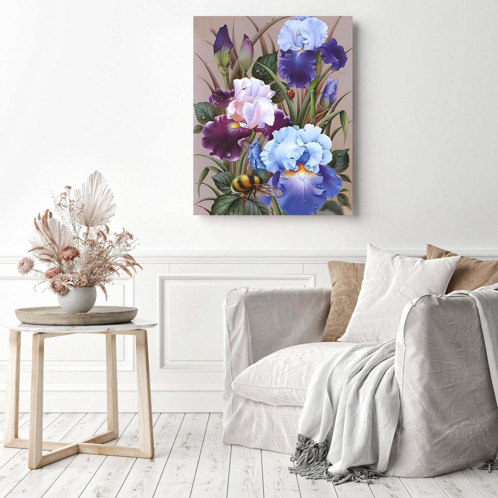 Purple Flowers | Diamond Painting Displayed as Home Decor