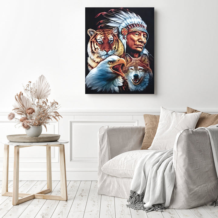Indian Tiger Eagle Wolf | Diamond Painting