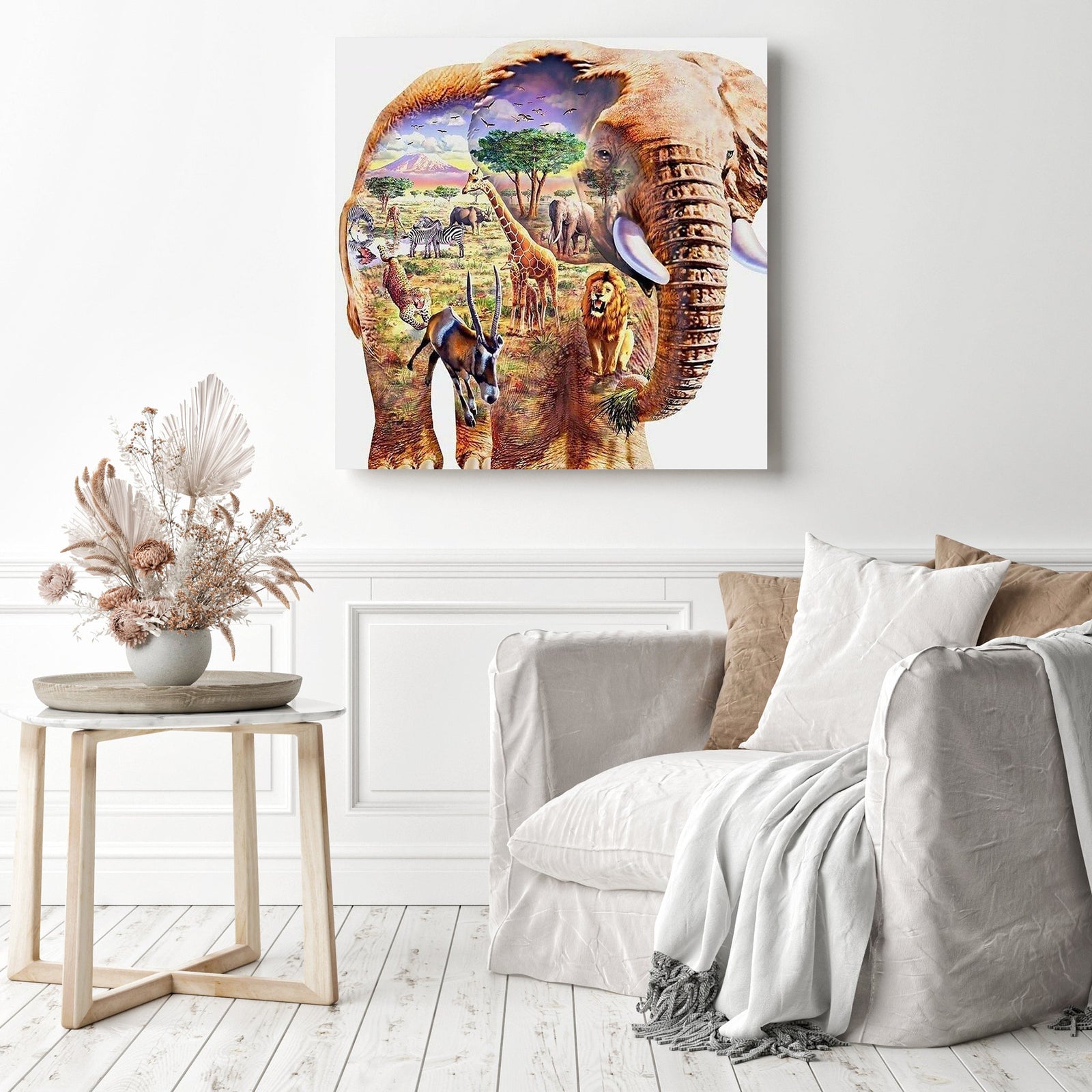 Modern Art Elephant | Diamond Painting Displayed as Home Decor