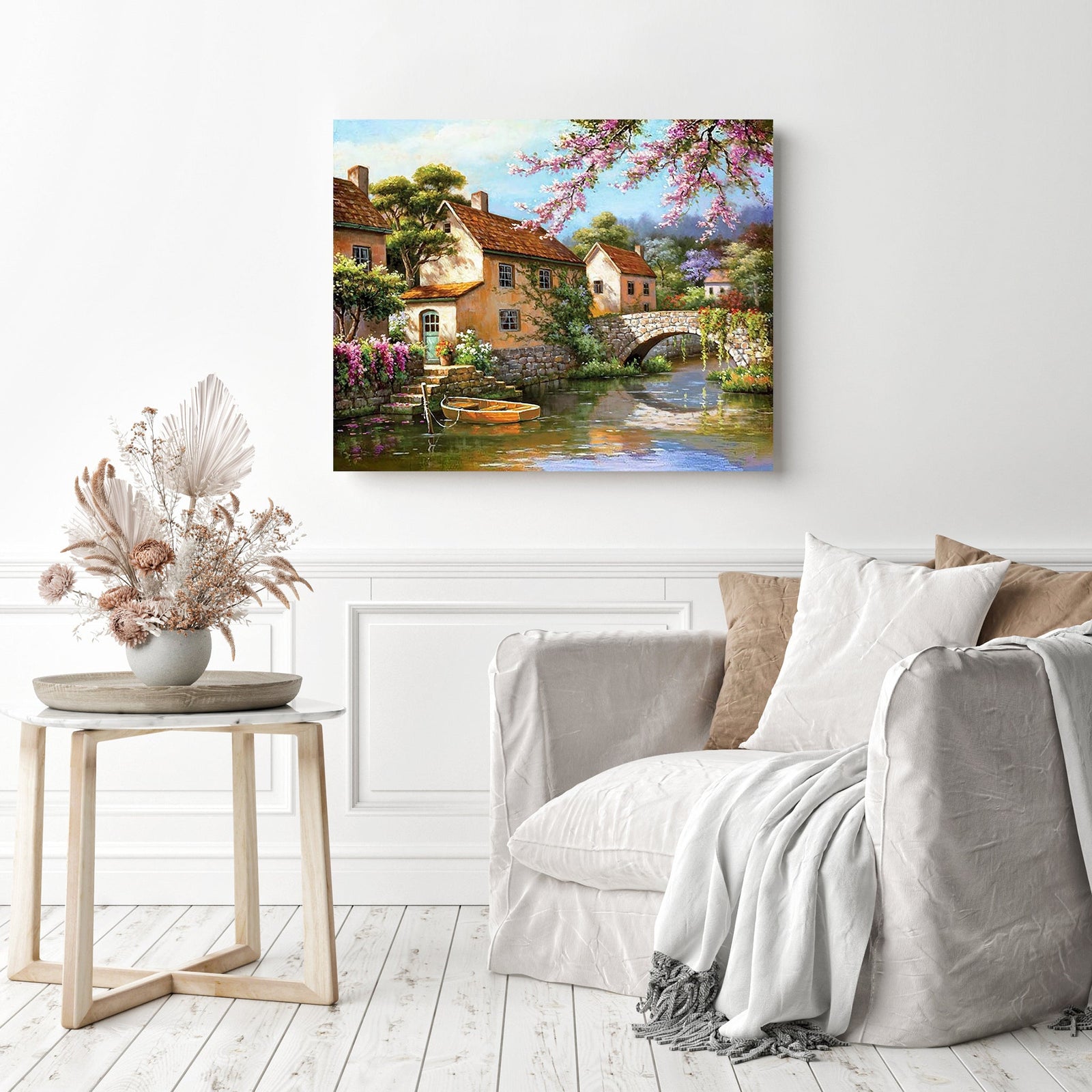 Landscape Cottage | Diamond Painting Displayed as Home Decor