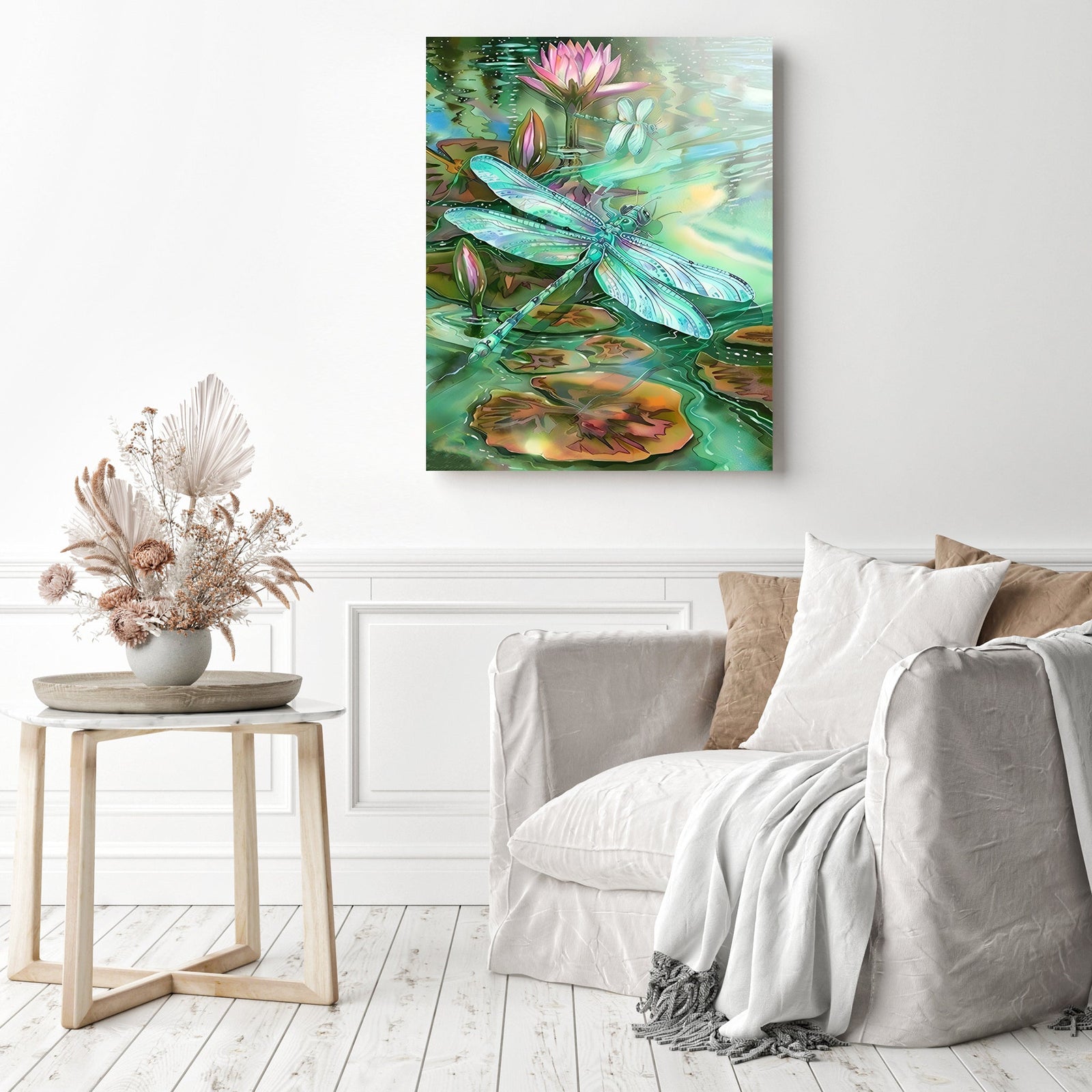 Life Ends at this Moment Dragonfly | Diamond Painting Displayed as Home Decor