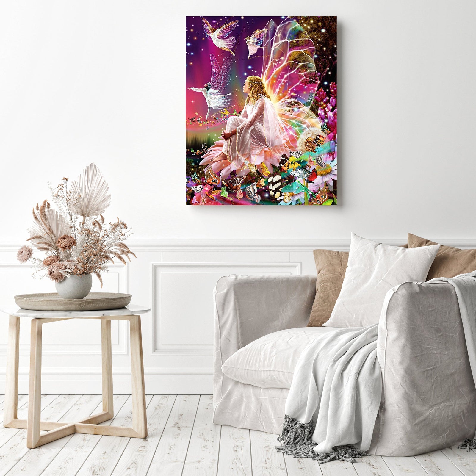 Fantasy Dream Butterfly Fairy | Diamond Painting Displayed as Home Decor