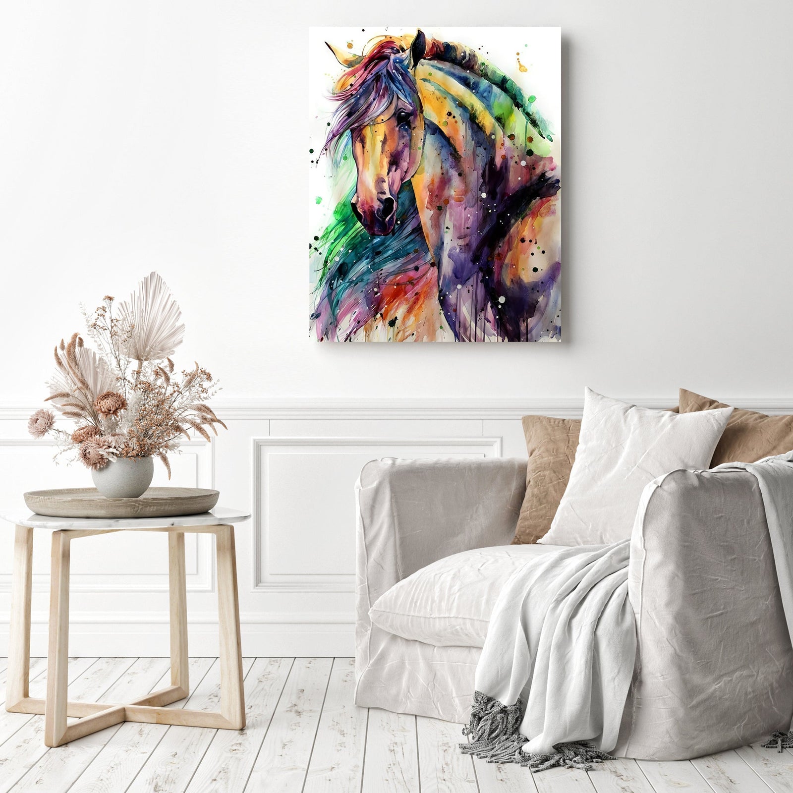 Beautiful Colorful Horse | Diamond Painting Displayed as Home Decor