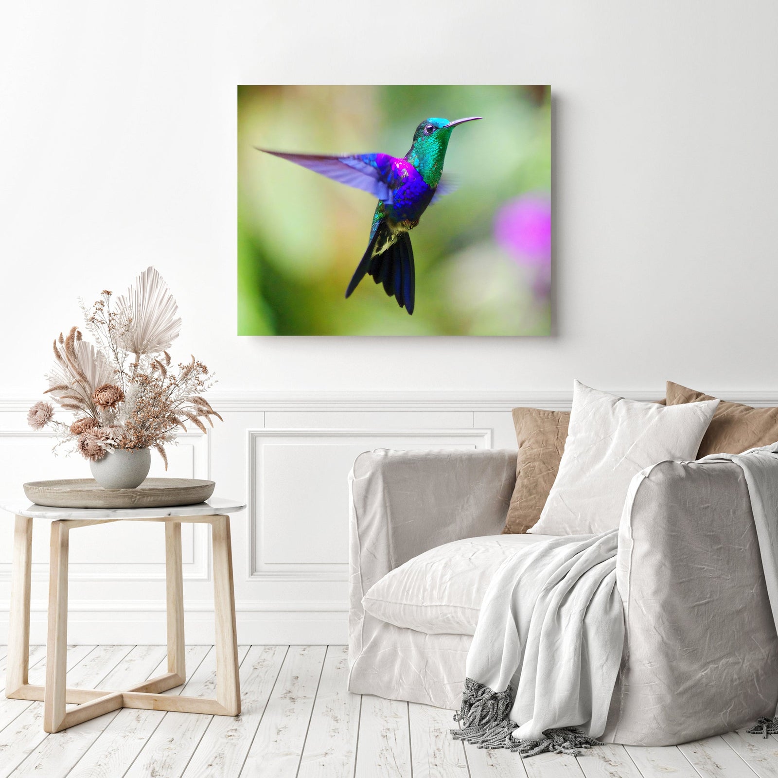 Blue Headed Hummingbird | Diamond Painting Displayed as Home Decor