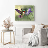 Hummingbird and Flower | Diamond Painting Displayed as Home Decor