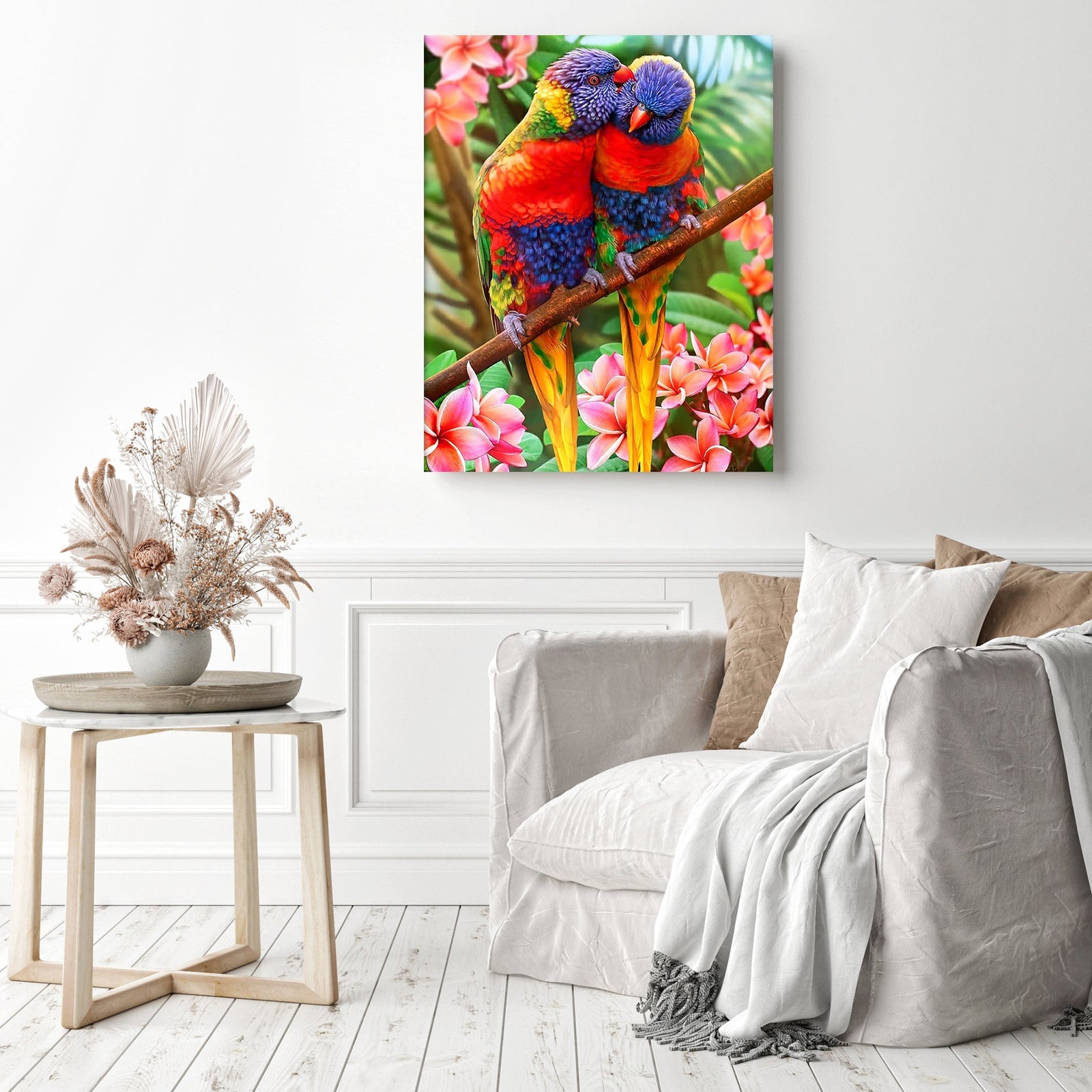 Love Birds | Diamond Painting Displayed as Home Decor