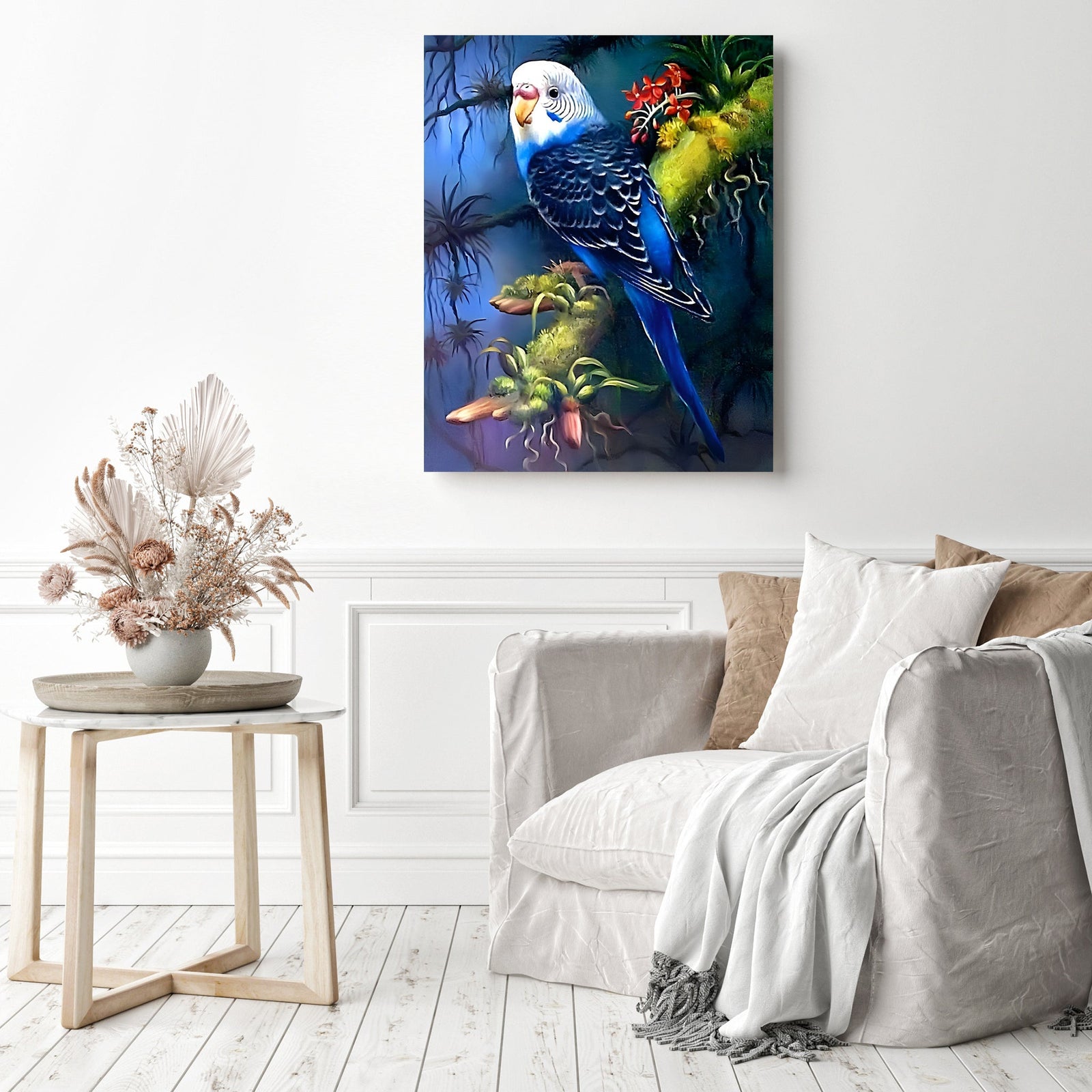 Forest Parrot | Diamond Painting Displayed as Home Decor