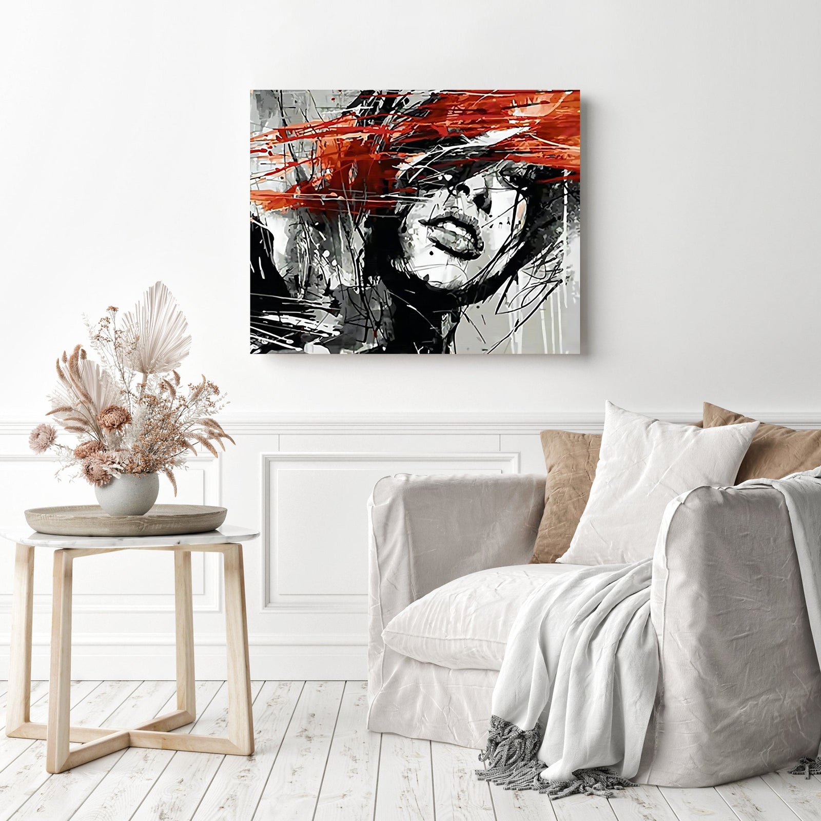 Black Dream Girl | Diamond Painting Displayed as Home Decor