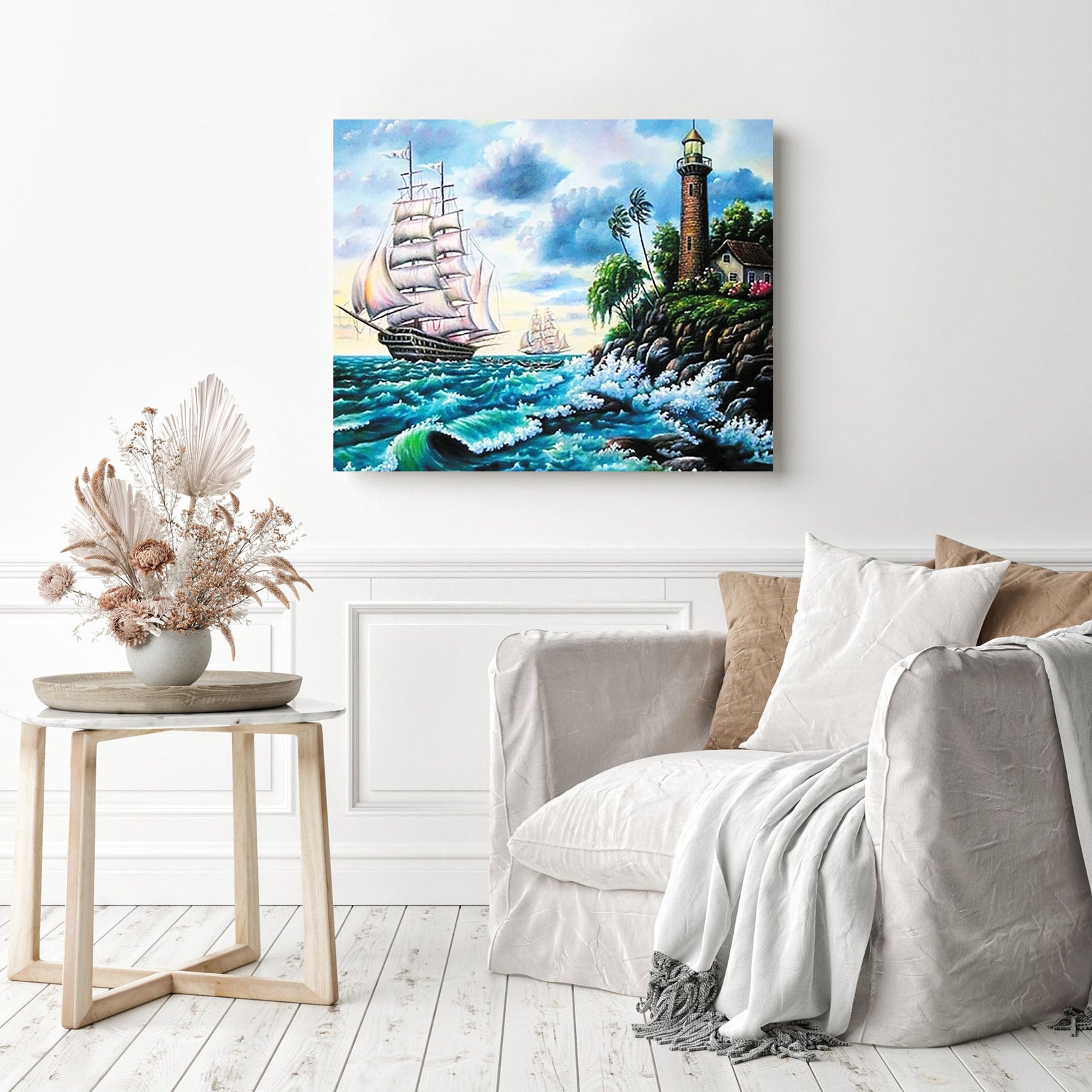 Vintage Boats | Diamond Painting Displayed as Home Decor