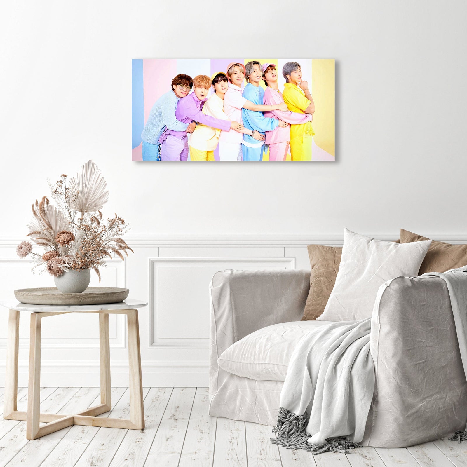 BTS in Pastel | Diamond Painting Displayed as Home Decor