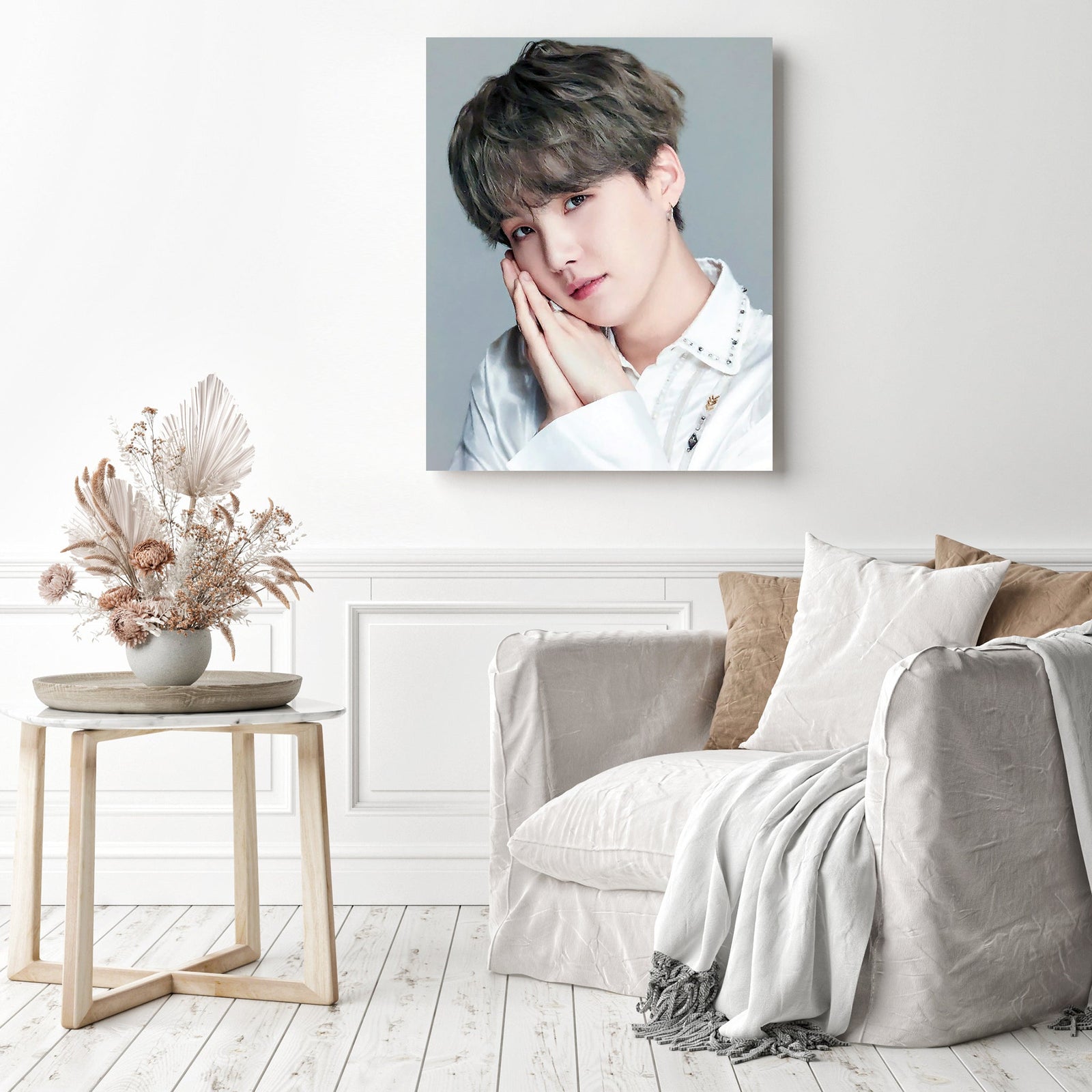 Min yoongi BTS Close-up | Diamond Painting Displayed as Home Decor