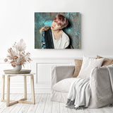 BTS J Hope Portrait | Diamond Painting Displayed as Home Decor