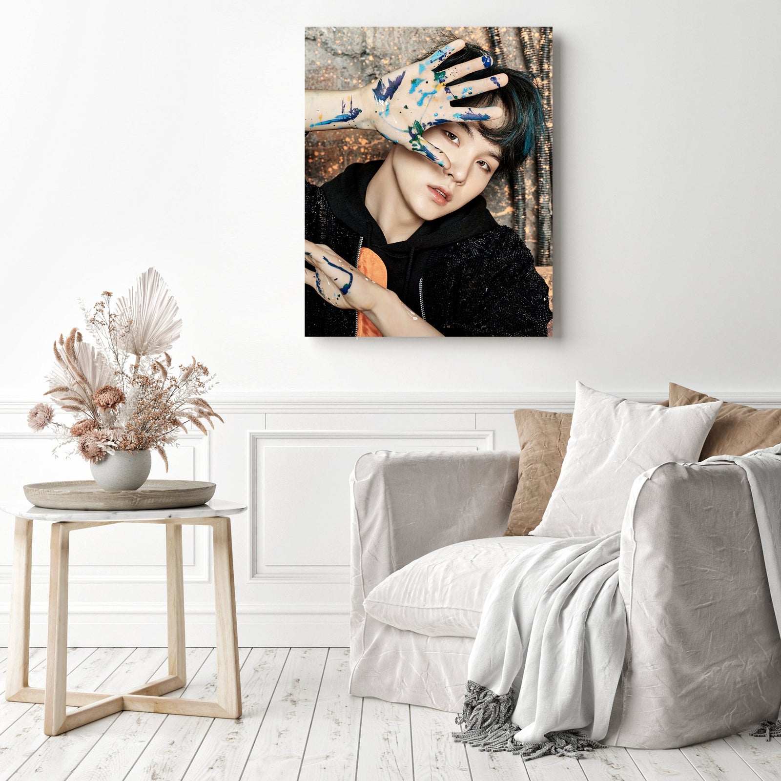 BTS Suga Handprint | Diamond Painting Displayed as Home Decor