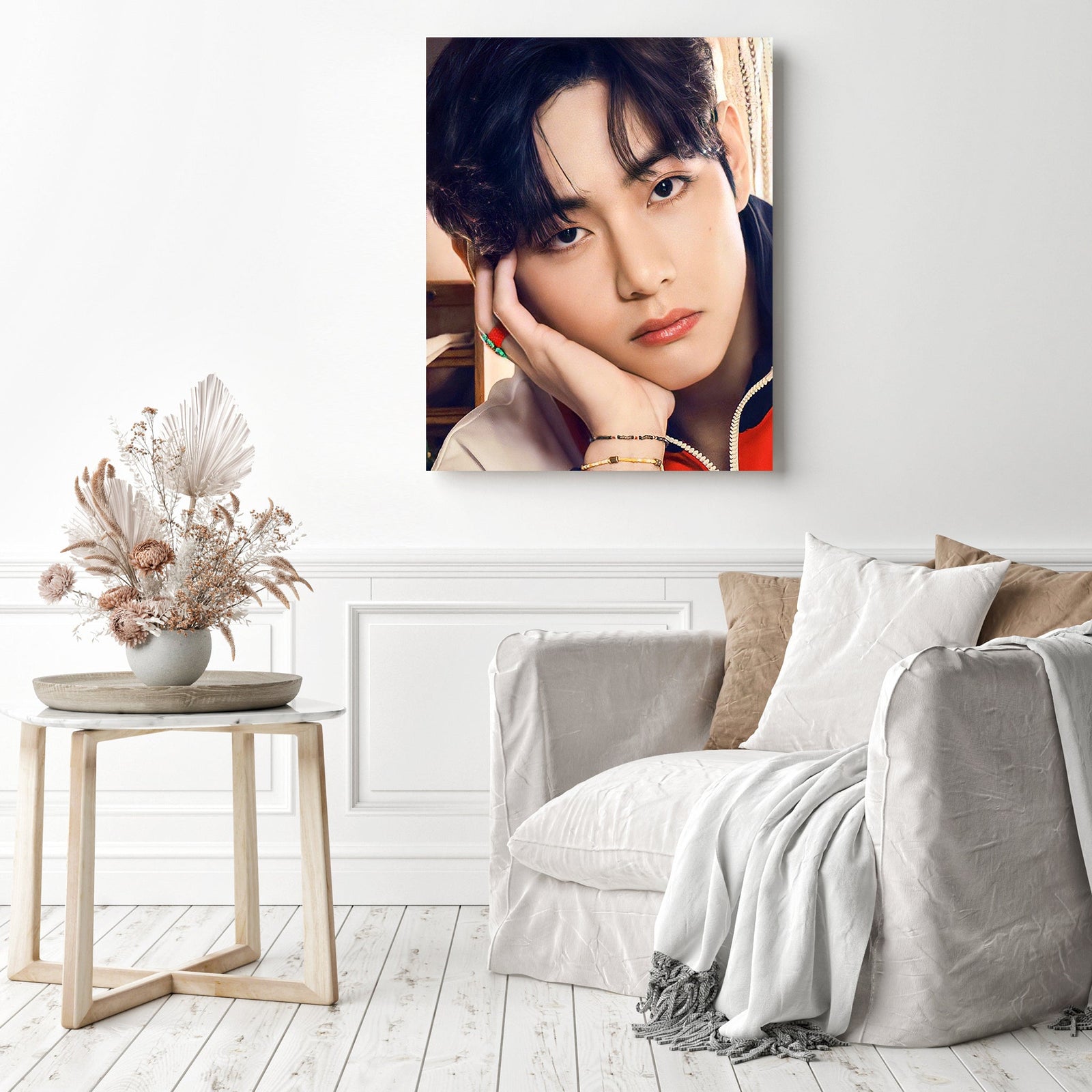 BTS V Close-up | Diamond Painting Displayed as Home Decor