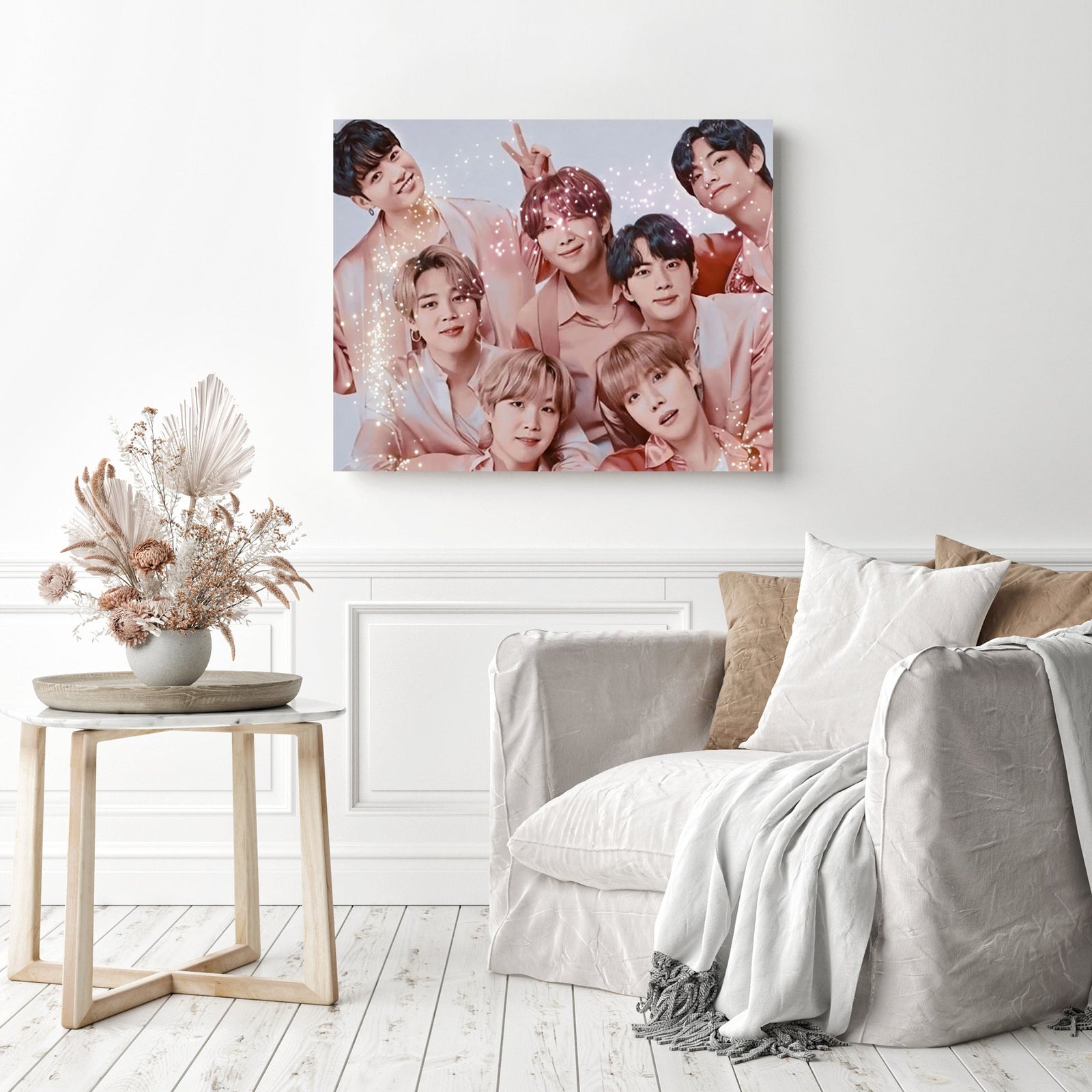 BTS Sparkle | Diamond Painting Displayed as Home Decor