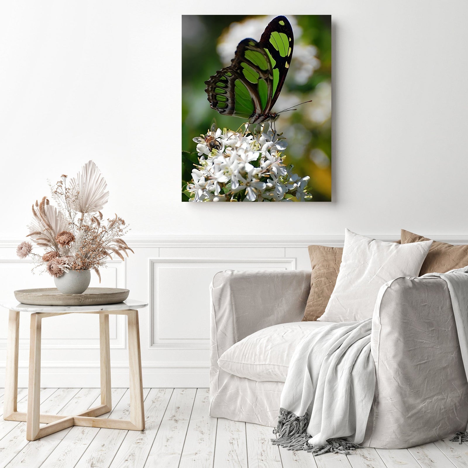 Butterfly and Bee | Diamond Painting Displayed as Home Decor