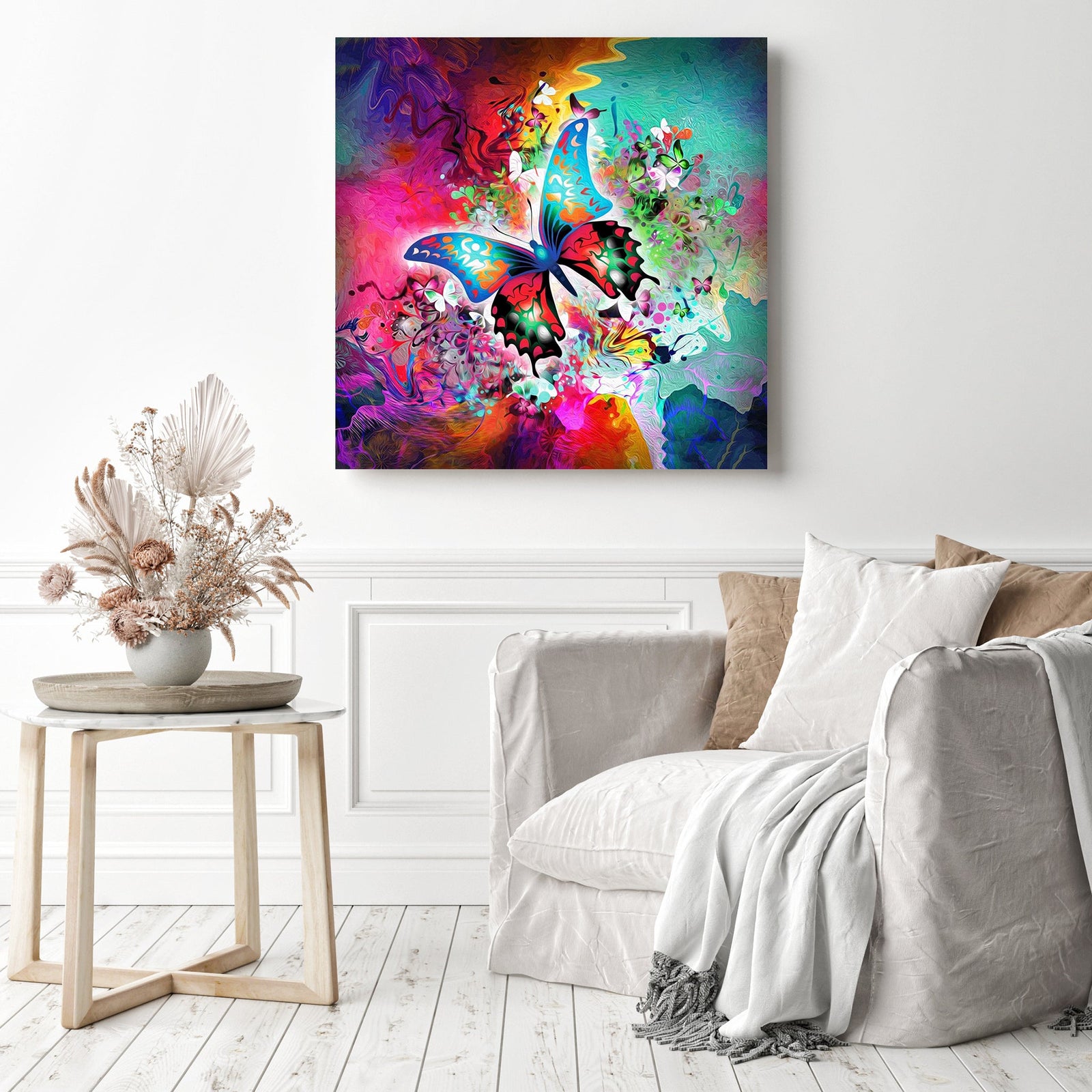 Psychedelic Butterflies | Diamond Painting Displayed as Home Decor