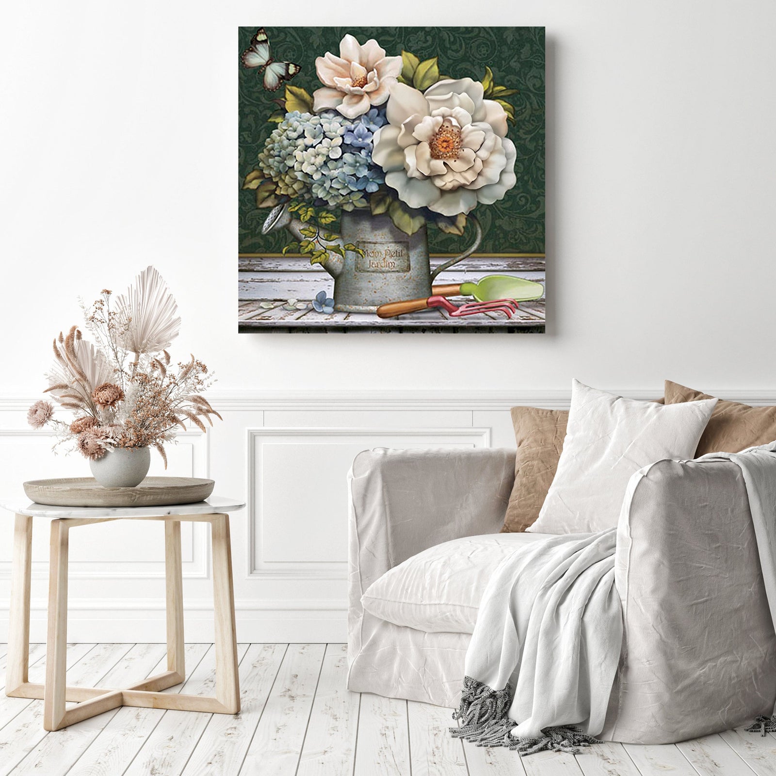 Butterfly and Flower Vase | Diamond Painting Displayed as Home Decor