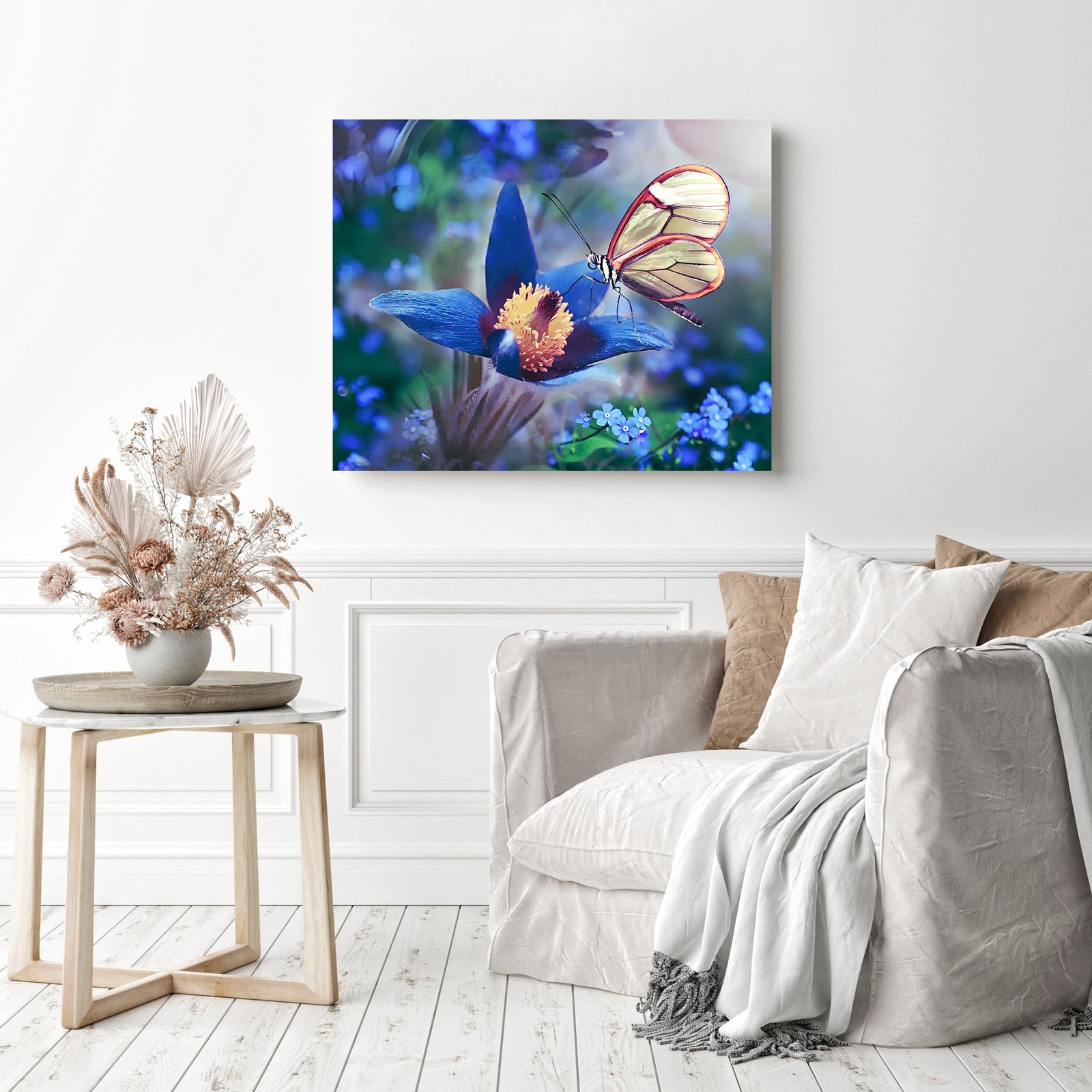 Sunlit Butterfly | Diamond Painting Displayed as Home Decor