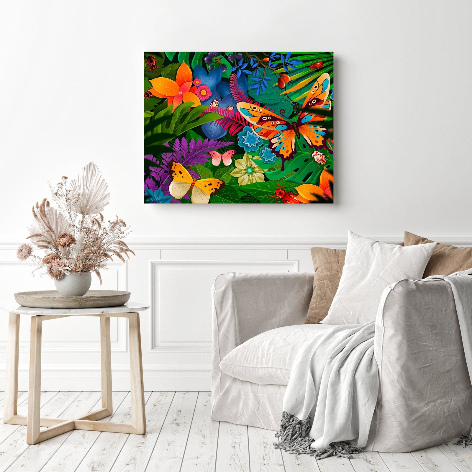 Butterflies in Bloom | Diamond Painting Displayed as Home Decor