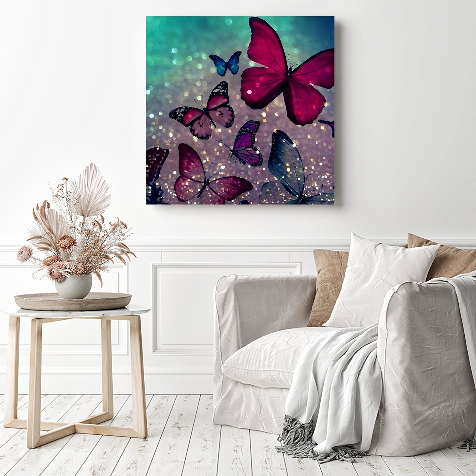 Sparkling Butterflies | Diamond Painting Displayed as Home Decor