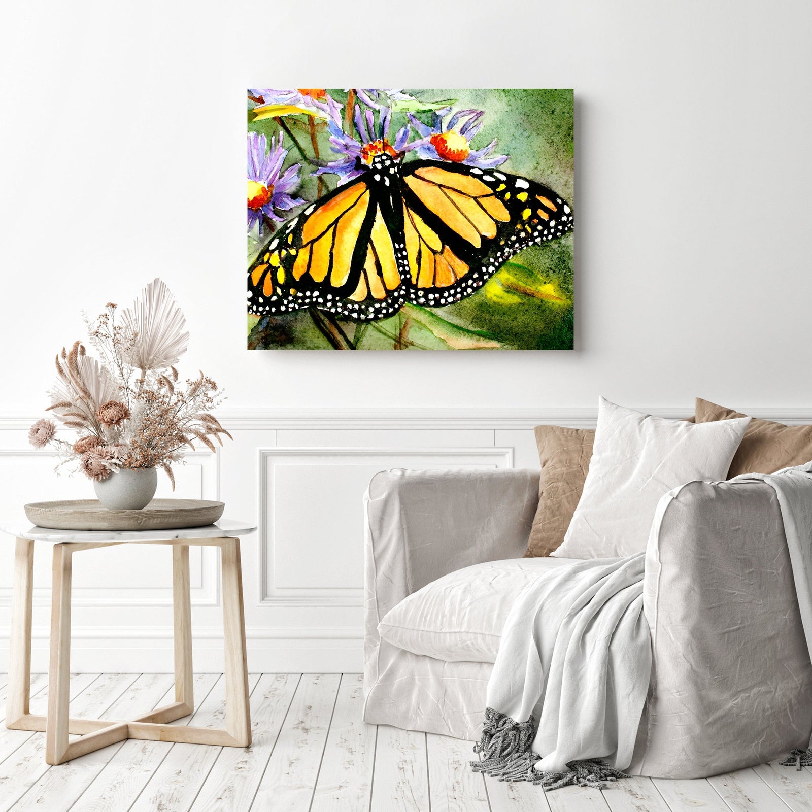 Monarch’s Embrace of Nature | Diamond Painting Displayed as Home Decor