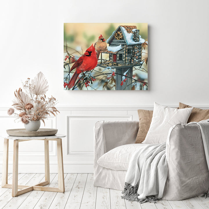 Cardinal Bird Birdhouse | Diamond Painting