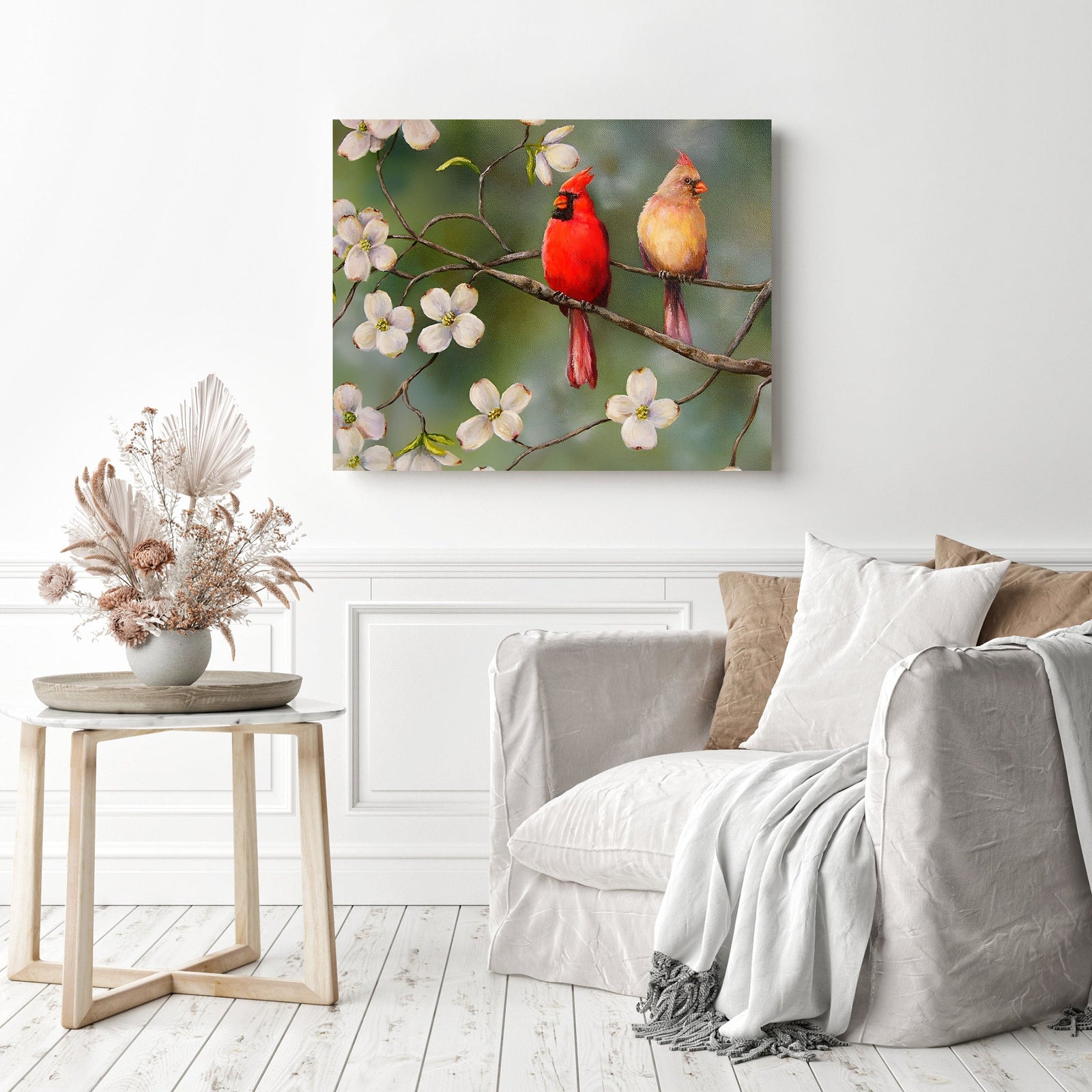 Cardinal Bird Fly | Diamond Painting Displayed as Home Decor