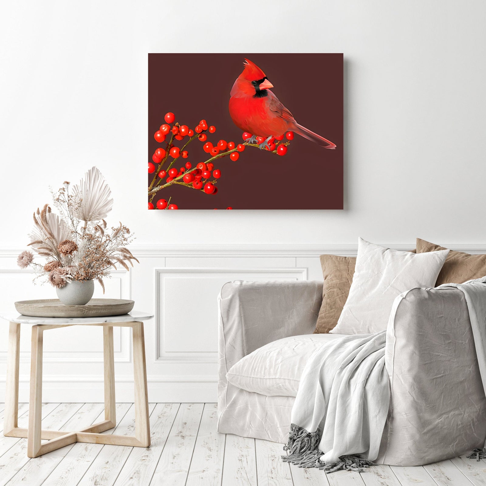 Northern Cardinal | Diamond Painting Displayed as Home Decor