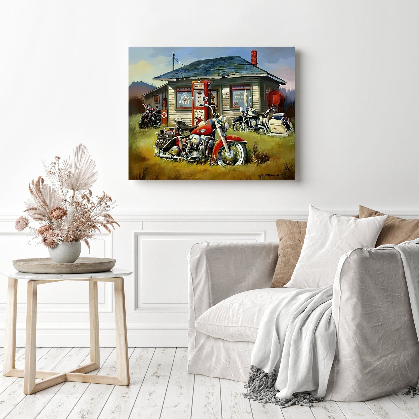 Harley Davidson Motorcycles | Diamond Painting Displayed as Home Decor