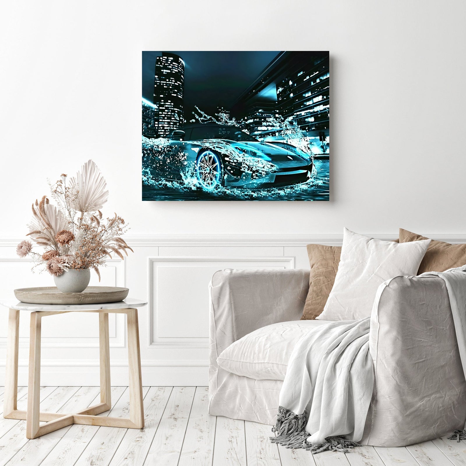 Lightning Fast Super Car | Diamond Painting Displayed as Home Decor