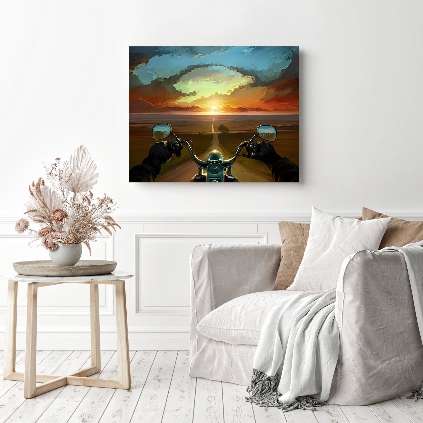 Ride off into the Sunset | Diamond Painting Displayed as Home Decor