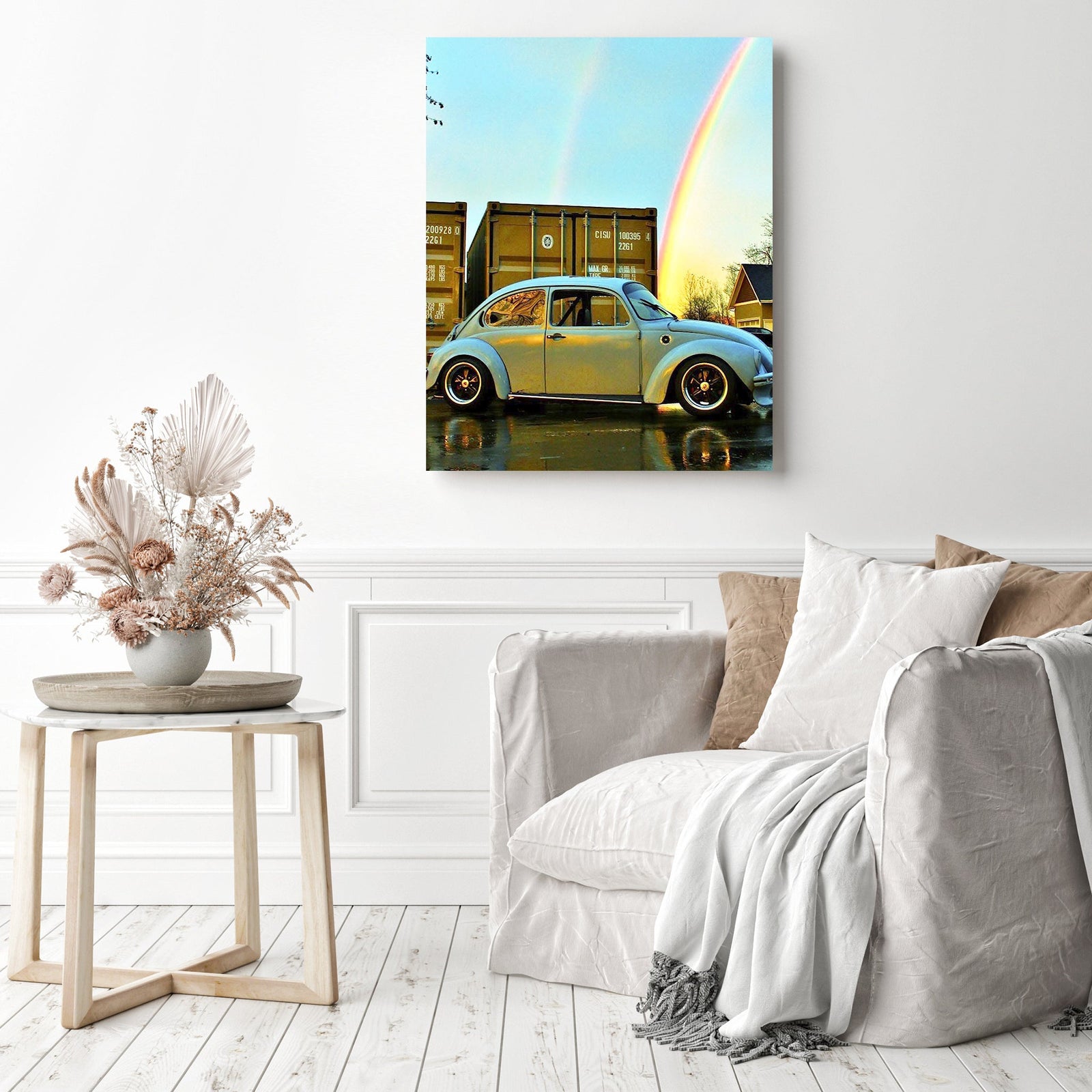 Volkswagen Beetle | Diamond Painting Displayed as Home Decor