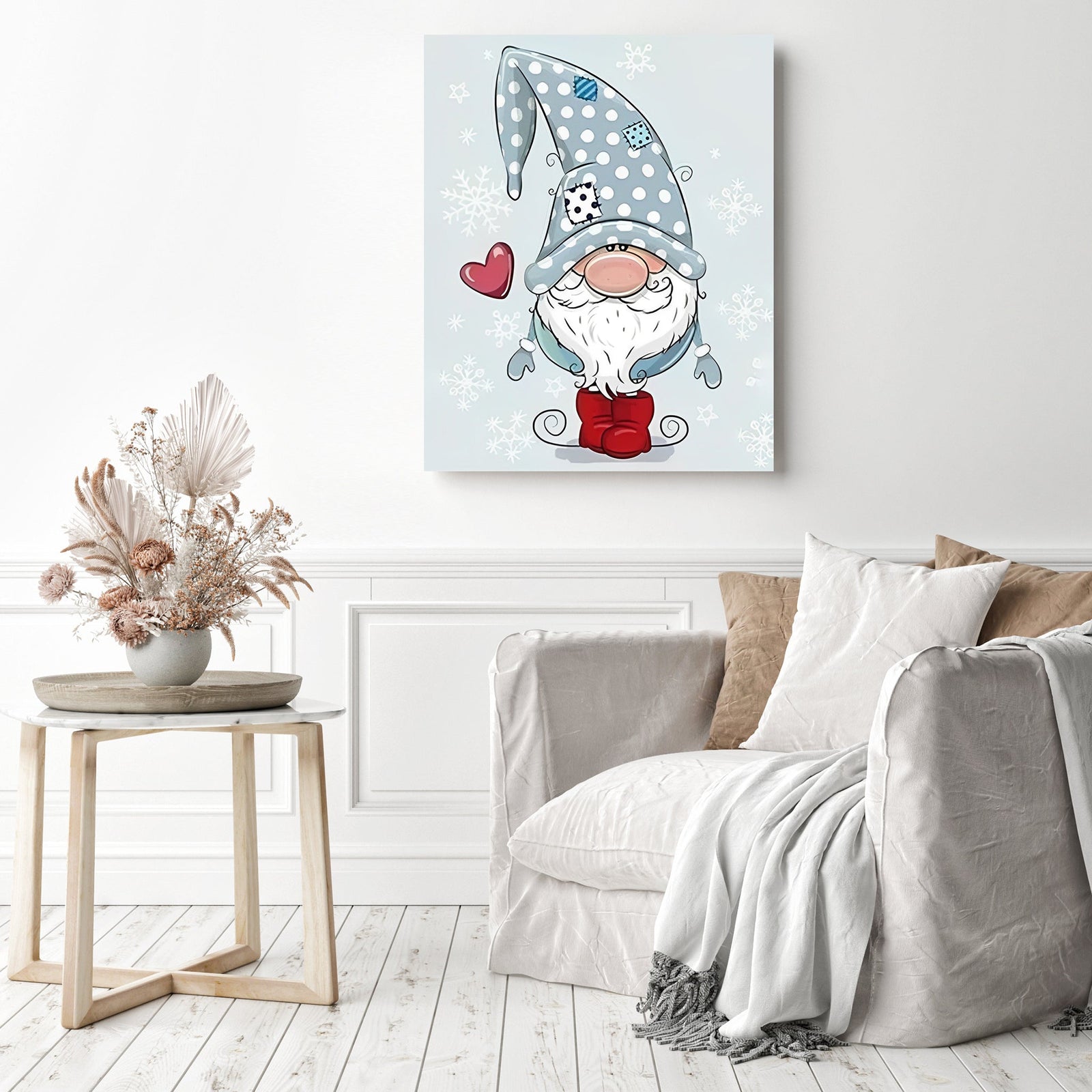 Snow Gnome | Diamond Painting Displayed as Home Decor