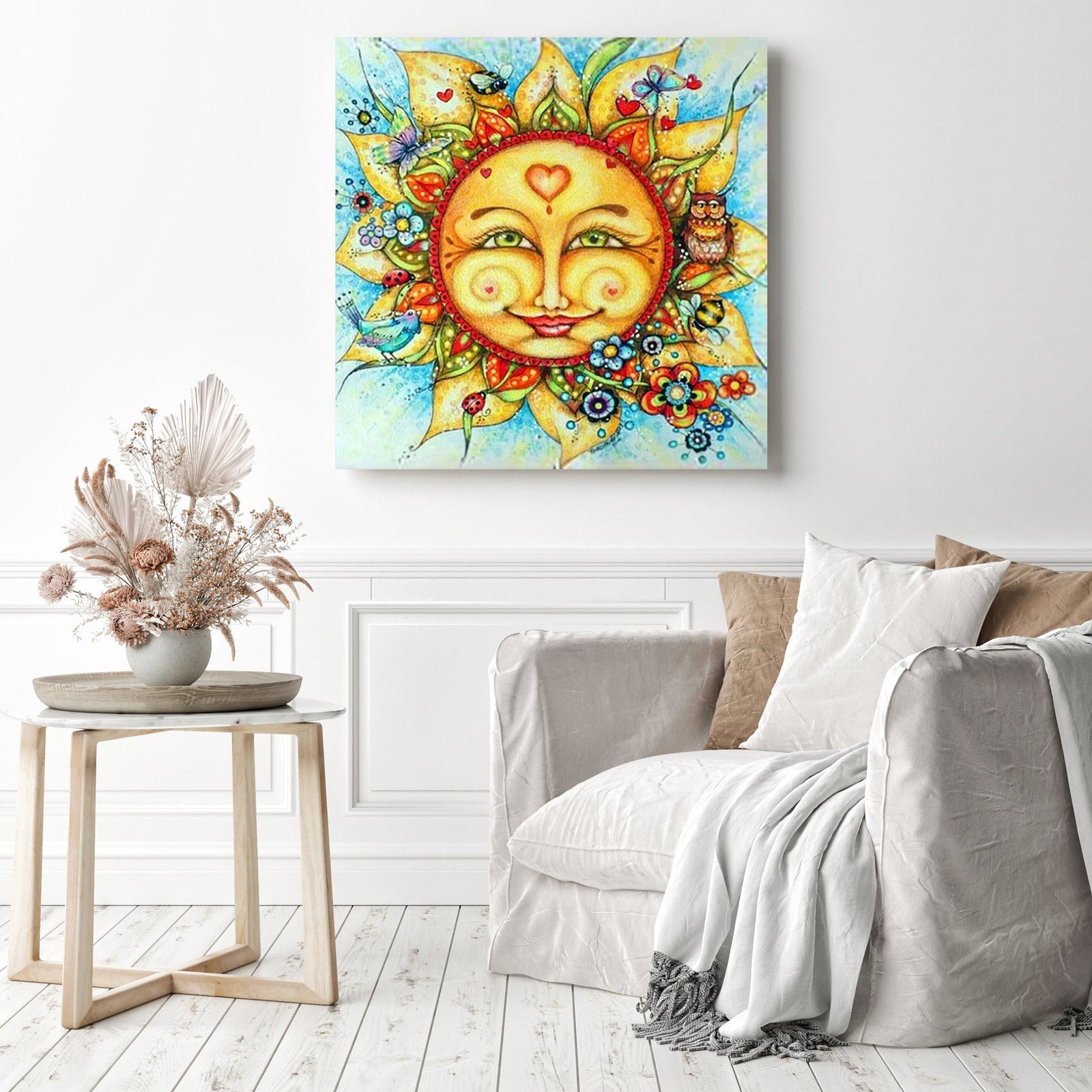 Cartoon Sun | Diamond Painting Displayed as Home Decor