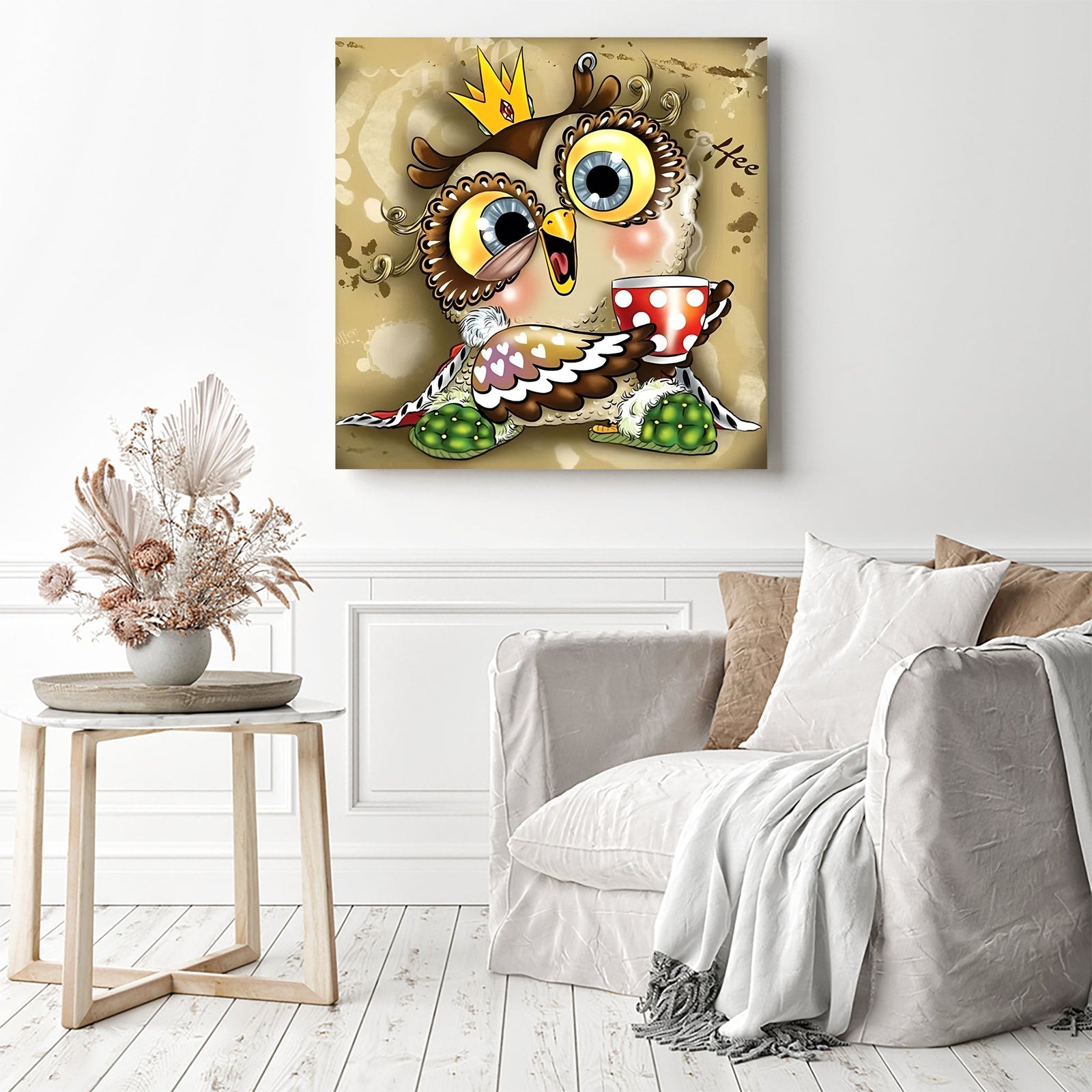 Cartoon Owl | Diamond Painting Displayed as Home Decor