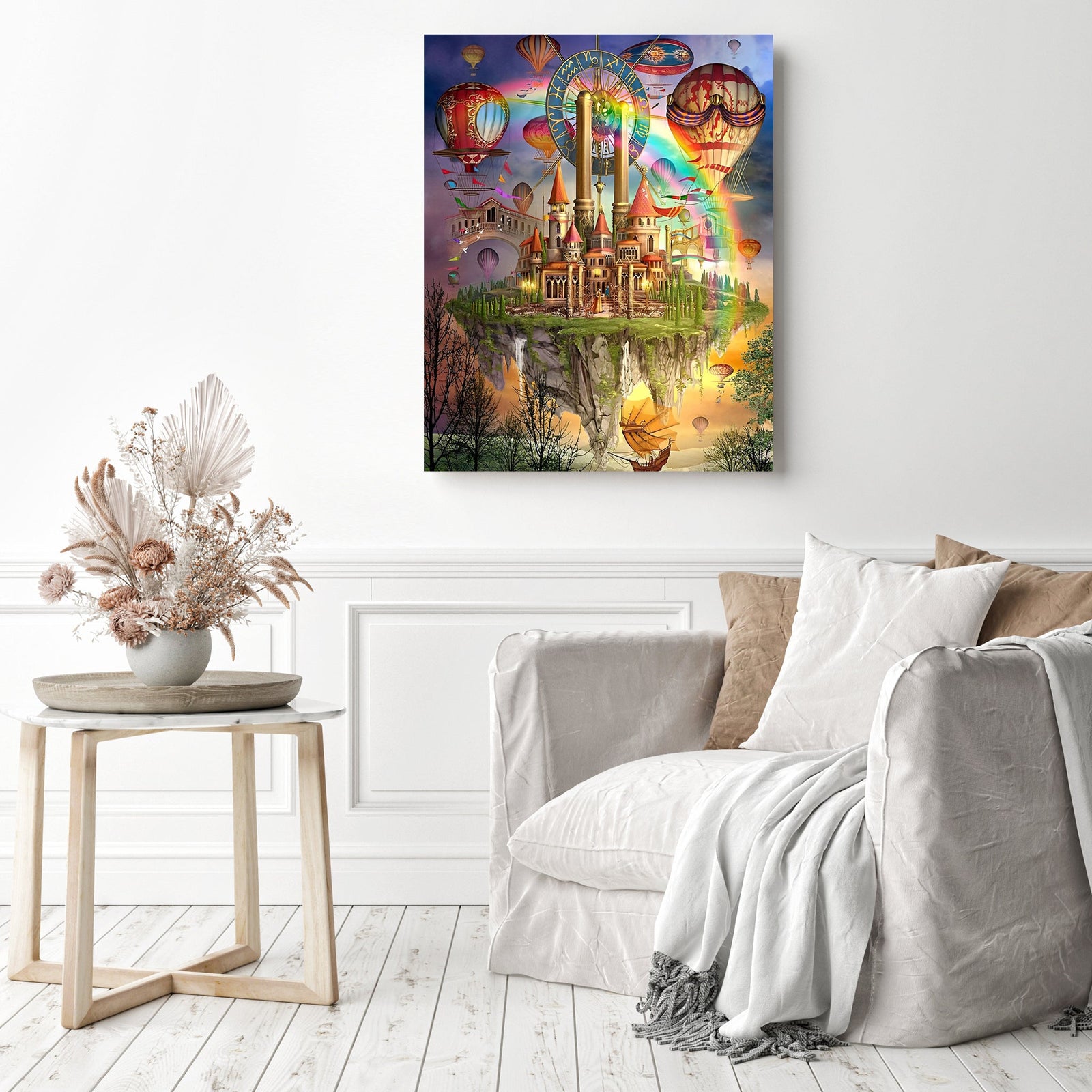 Floating Castle | Diamond Painting Displayed as Home Decor