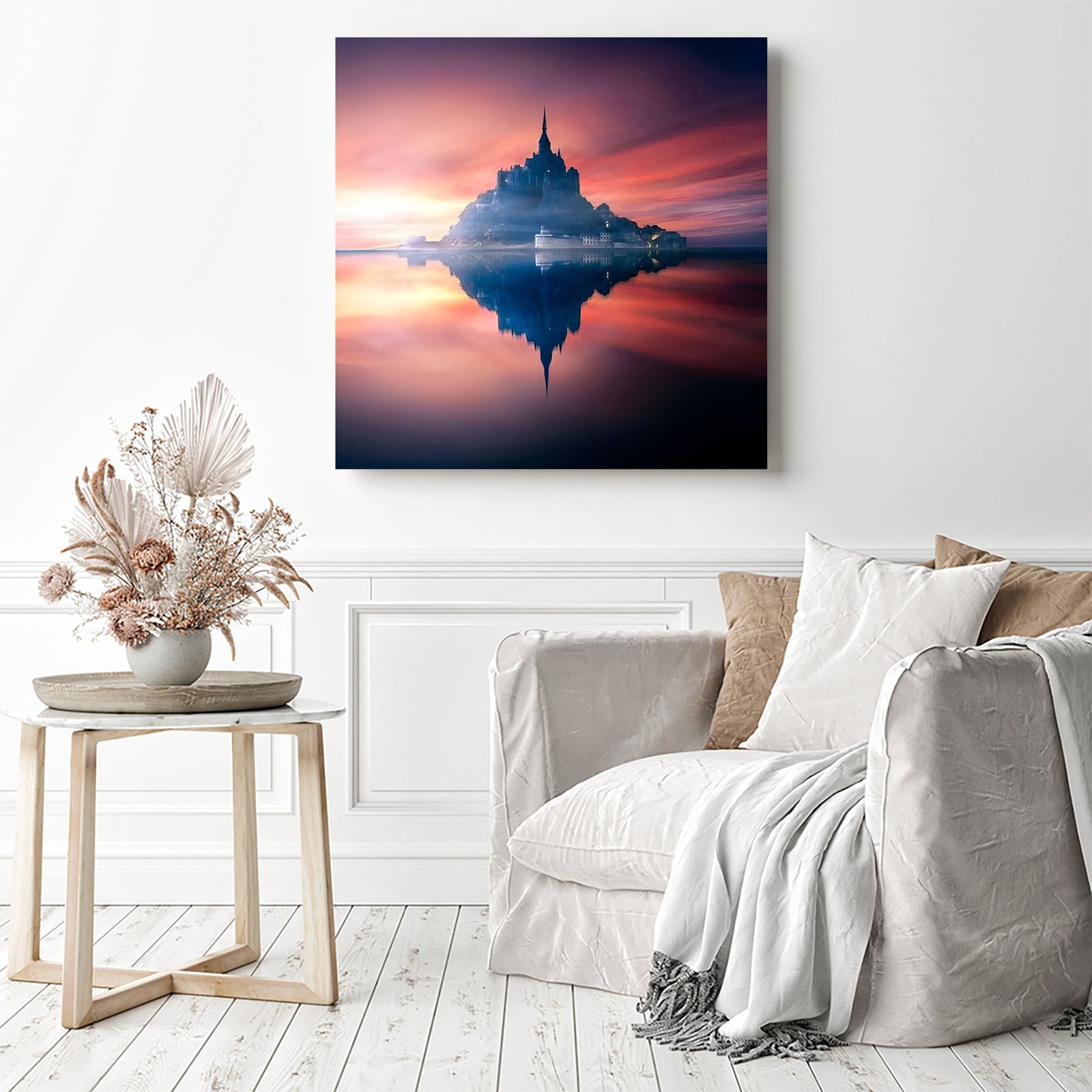 Castle Symmetry | Diamond Painting Displayed as Home Decor