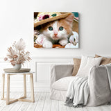 Cute Kitty | Diamond Painting Displayed as Home Decor