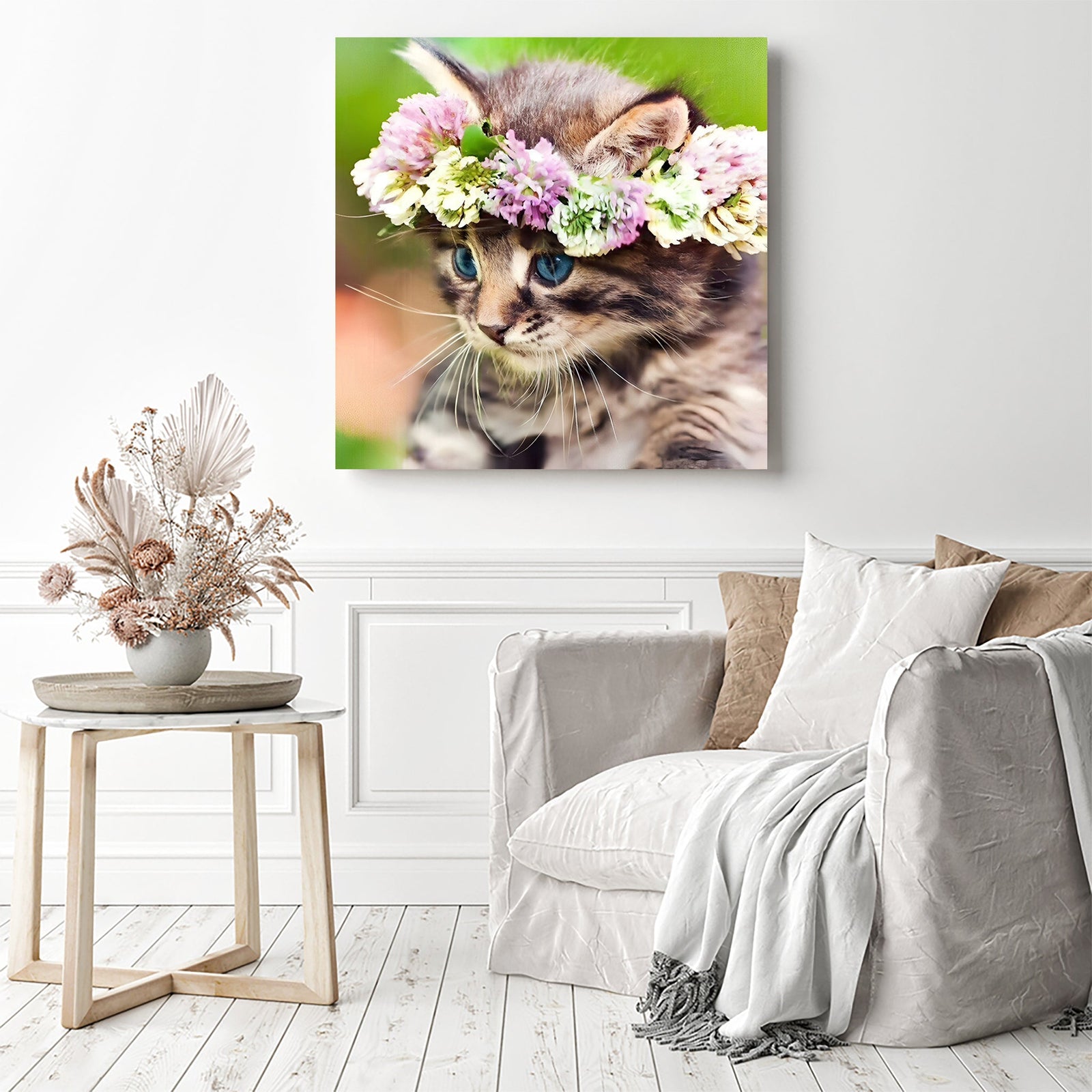 Kitty | Diamond Painting Displayed as Home Decor