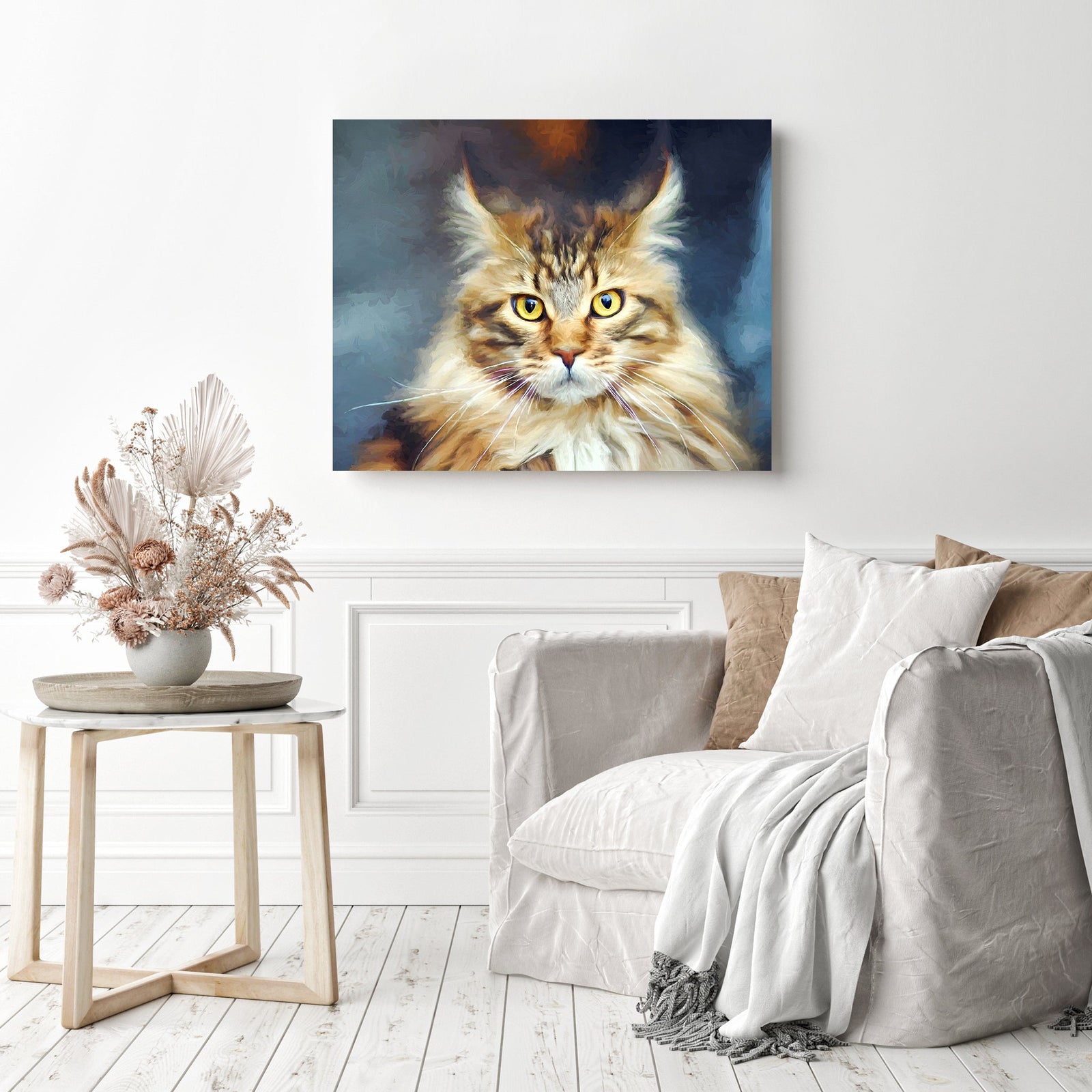 Maine Coon Gaze | Diamond Painting Displayed as Home Decor