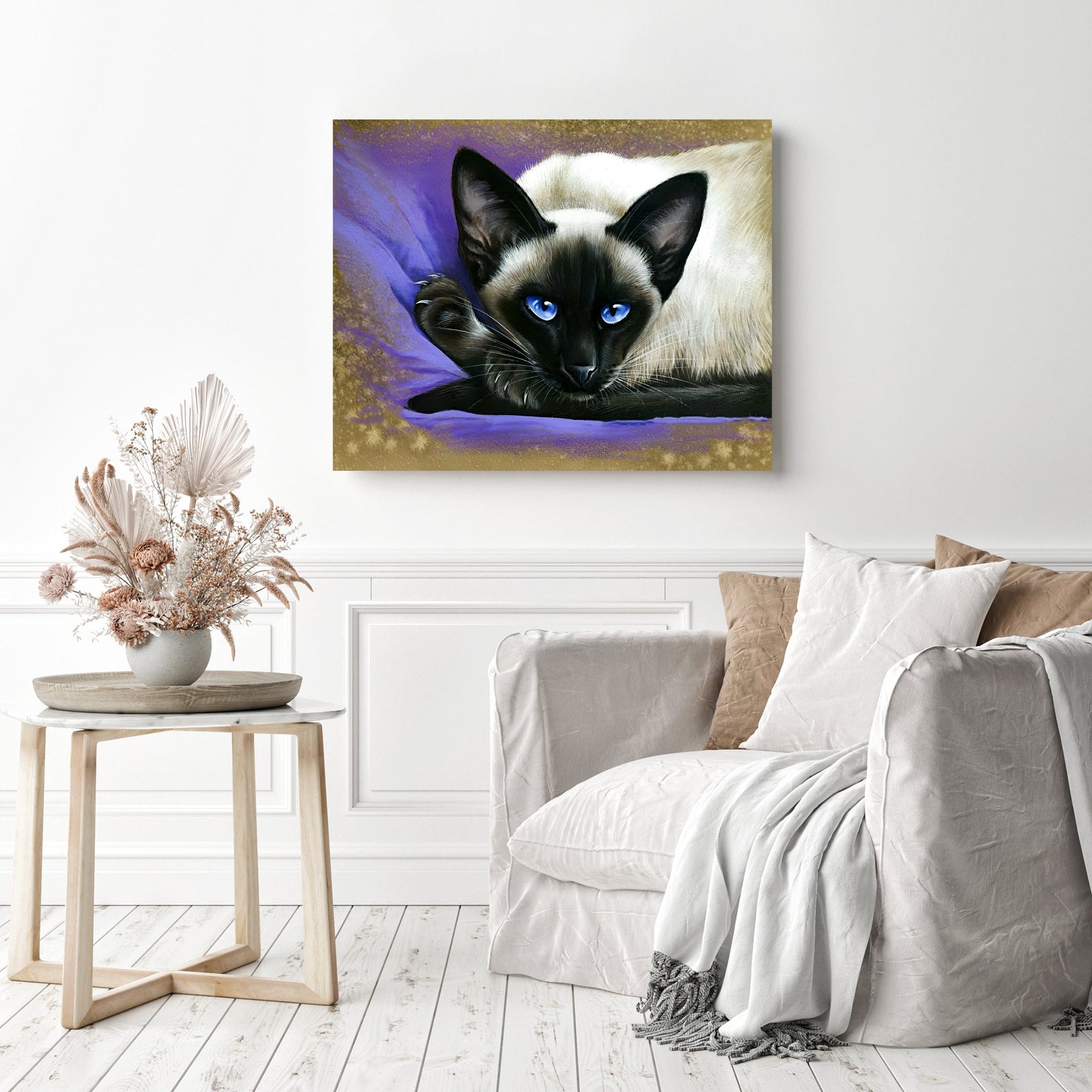 Siamese Cat | Diamond Painting Displayed as Home Decor